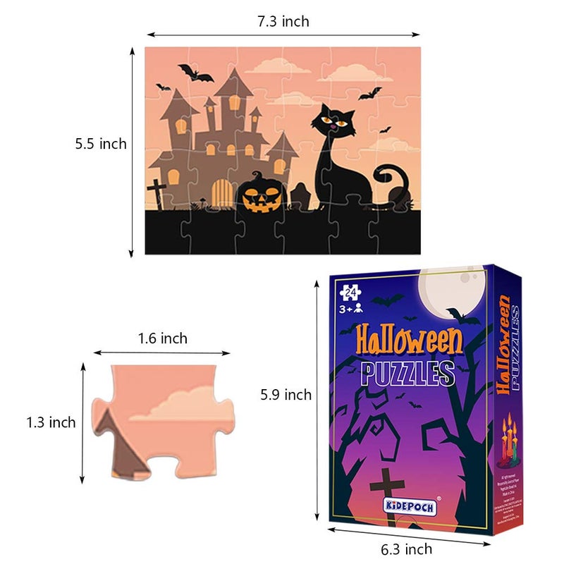 KiDEPOCH Halloween Puzzles Set of 6 Designs - 36 Pack, 24-Piece, 5.5 x 7.3 inches, Multicolor, Cardboard & Paper, Jigsaw, For Kids & Adults, Indoor & Classroom, Family Game Night & Party Favors - Image 3
